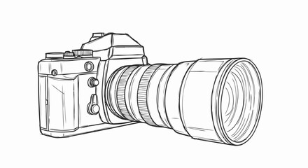 Camera with Lens Illustration Detailed View.