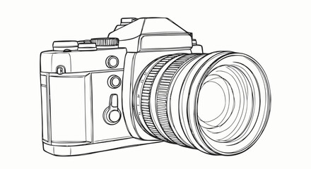 Detailed Illustration of Camera with Lens.