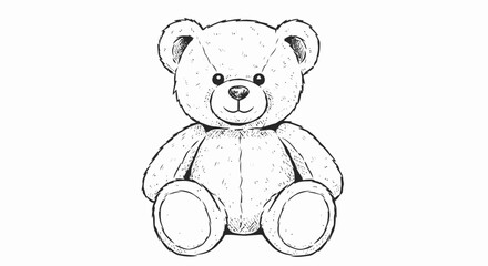 Teddy Bear Sitting Illustration Simple Design.