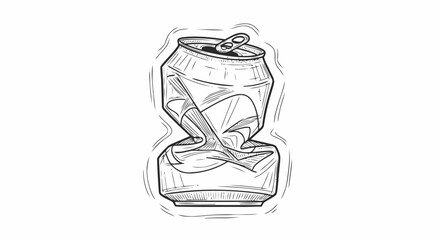 Sketch of Aluminum Can Crushed and Open.