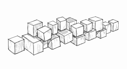 Group of White Cubes in Perspective.