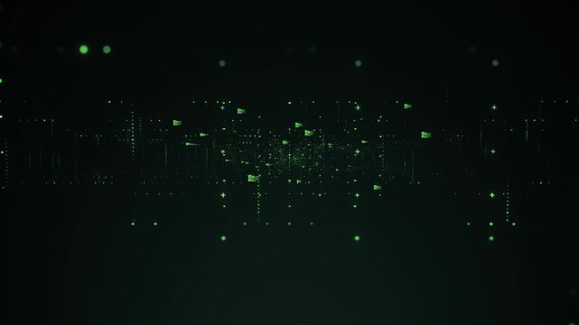 Futuristic Green Digital Data Grid Background &ndash; Cyber Security and Big Data Concept