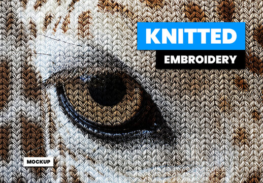Knitted Embroidery Effect Mockup