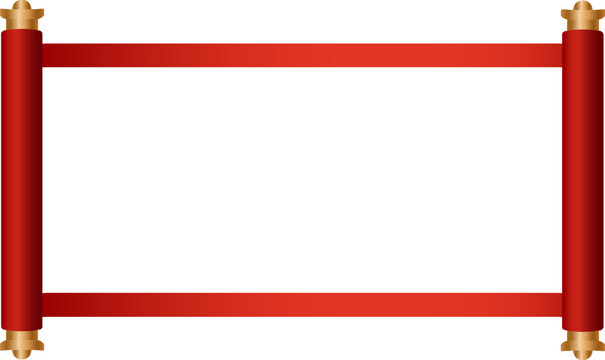 Traditional red scroll with gold rods.