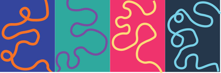 Obraz premium Vibrant Abstract Wavy Line Background with Colorful Fluid Shapes and Modern Minimal Design