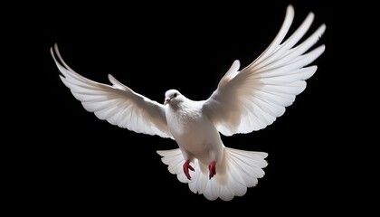 Flying white doves on a black background 