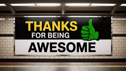 Fototapeta premium Wide horizontal subway station billboard with 