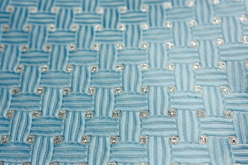 Blue woven textile pattern background elegant fabric texture