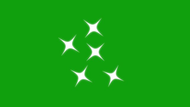 Twinkling stars animation, white cartoon, flat, vector, doodles style stars Blinking retro vector stars and starry night sky, looping animation, Animation twinkling stars on a green background.