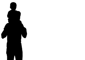 a father's silhouette carrying his child