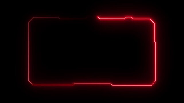 Futuristic Neon HUD Frame Overlay Cyan Digital Interface Element Glowing Geometric. Futuristic neon HUD frame with cyan overlay. Digital interface displays data, network, and information.4k