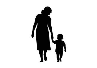 silhouette of mother and daughter
