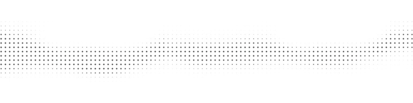 Abstract black star halftone wave pattern background, dotted geometric sparkle flow on white backdrop, modern minimal decorative and digital concept design
