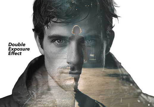 Double Exposure Photo Effect Mockup