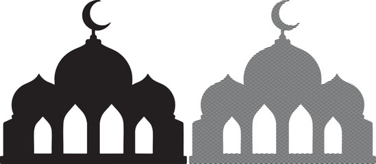 Islamic Mosque Silhouette and Striped Line with Multiple Domes (42 © SHAPNA AKTER