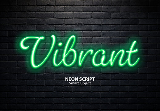 Vibrant Script Neon Glow Text Effect