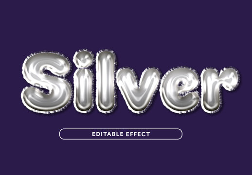 Silver Glossy Balloon Text Effect
