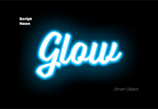 Glow Neon Script Text Effect
