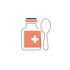 Obraz premium Medical syrup icon for liquid medicine, pediatric treatment, and healthcare product.
