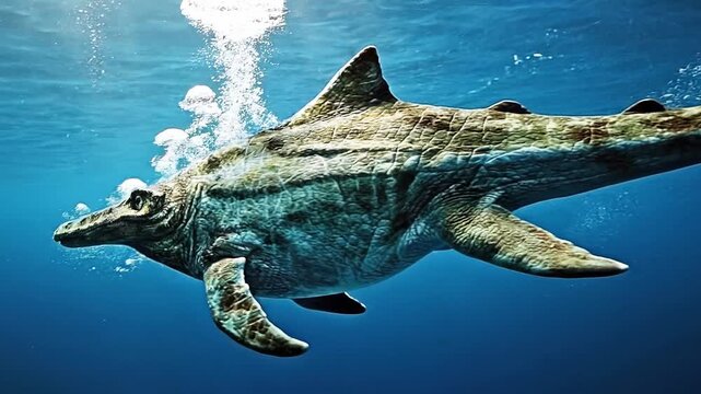 Ichthyosaurus dinosaur in ocean prehistoric jurassic era