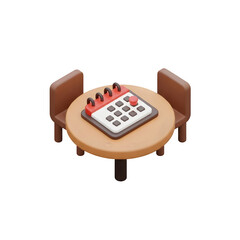 Modern meeting setup with calendar on table