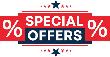 Obraz premium Special offers banner with stars and percentage signs for promotions