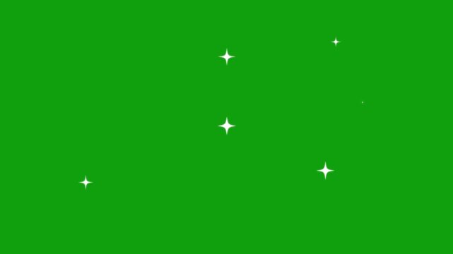 Twinkling stars animation, white cartoon, flat, vector, doodles style stars Blinking retro vector stars and starry night sky, looping animation. Animation twinkling stars on a green background.