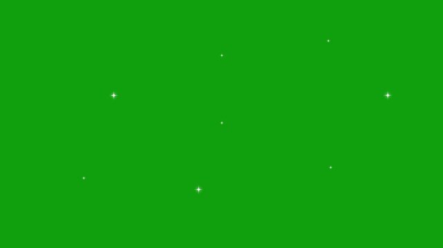 Twinkling stars animation, white cartoon, flat, vector, doodles style stars Blinking retro vector stars and starry night sky, looping animation. Animation twinkling stars on a green background.