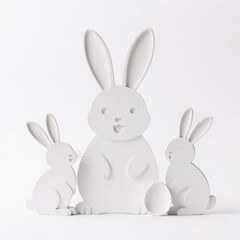 Fototapeta premium sci-fi, a cheerful easter design featuring silhouettes of bunny rabbits against a white background