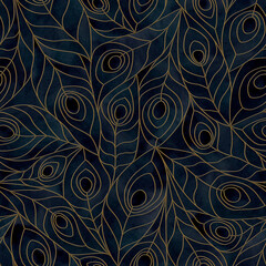 Dark Navy Peacock Feathers