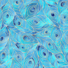 Turquoise Blue Peacock Feathers