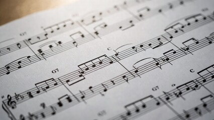 Close-up Black and White Piano Sheet Music: Classical Compositions and Creative Musical Performance Notes