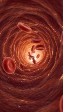 Highresolution biomedical animation illustrating microscopic blood cell movement