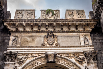 Fototapeta premium Ornate Renaissance Sculptures and Architectural Reliefs on Porta Capuana Naples Italy