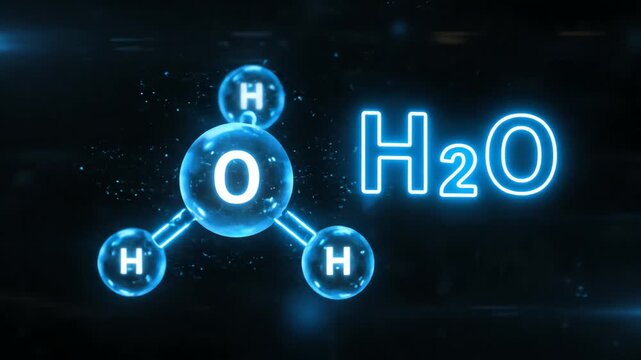 The Molecular Structure of Water, H2O, Illuminated with a Scientific Glow