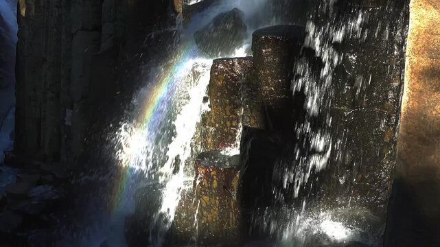 Explore the beauty of Prismas Basalticos in Hidalgo Mexico with flowing water and colors