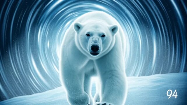 Polar Bear Emerging from a Swirling Blue Vortex.