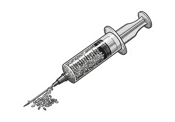 A striking illustration of a syringe filled with pills, evoking themes of medical treatment and pharmaceuticals, ideal for healthcare content.