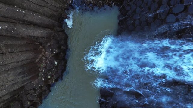Discovering Prismas Basalticos in Hidalgo Mexico with flowing water and surrounding rock formations