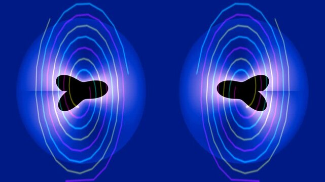 Green Scientific Data Visualization with Contour Lines and Black Central Object