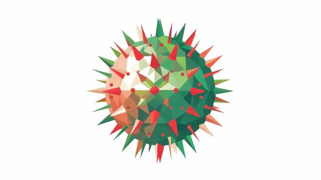 Abstract geometric spiky shape rotating with colorful transitions on white background