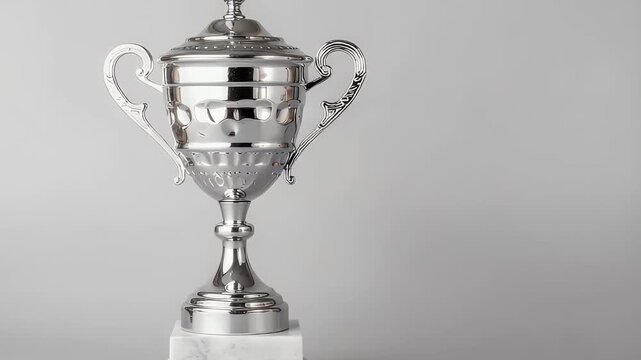 Elegant silver trophy on a marble base for awards, recognition, and celebrations in competitive events.