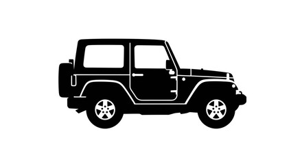 Jeep SUV Vector Illustration, Black Car Graphic, Off-Road Vehicle Design, Transportation Image