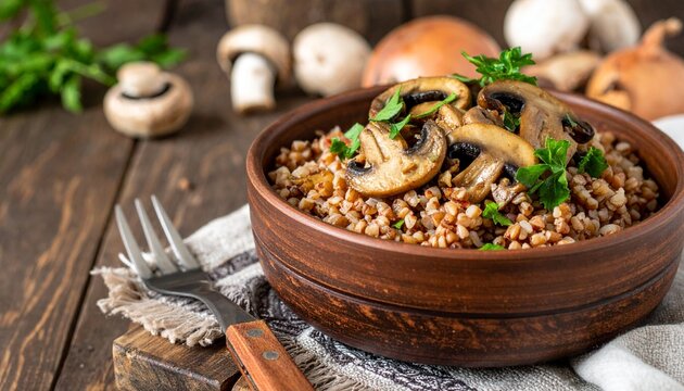 Buchweizen mit Pilzen