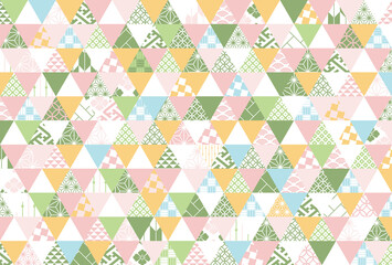 【春の背景素材】伝統文様のカラフルな和柄イラスト