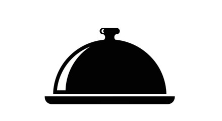 Obraz premium A Black Silhouette Icon of a Food Cloche, Representing a Covered Dish or Meal Service, Often Used in Culinary or Restaurant Contexts