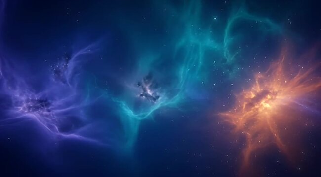 Cosmic Nebula in Deep Space Displaying Vibrant Colors and Star Fields