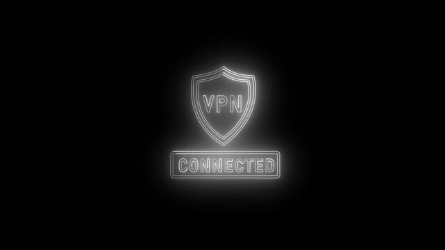 Glowing neon VPN Virtual Private network protocol concept. Motion graphics of VPN network idea. personal networking concept.4k video animation