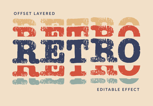 Retro Grunge Layered Text Effect