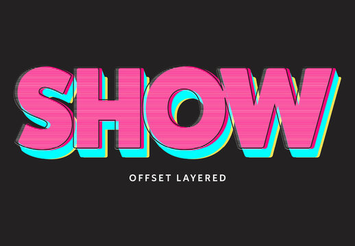 Scanline Offset Layered Text Effect